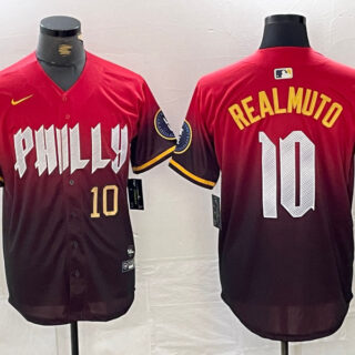 Men's Philadelphia Phillies #10 J.T. Realmuto Red 2024 City Connect Limited Stitched Jersey