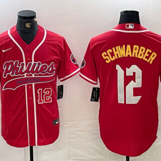 Men's Philadelphia Phillies #12 Kyle Schwarber Red 2024 City Connect Limited Stitched Jerseys