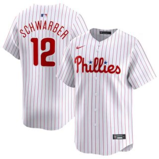 Men's Philadelphia Phillies #12 Kyle Schwarber White Home Limited Stitched Jersey