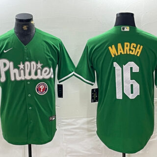 Men's Philadelphia Phillies #16 Brandon Marsh Green 2024 City Connect Stitched Jersey