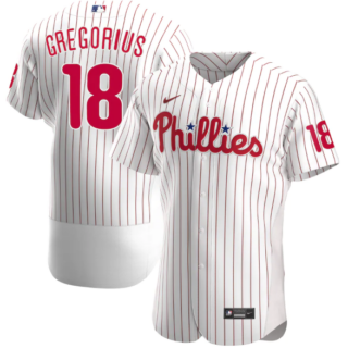 Men's Philadelphia Phillies #18 Didi Gregorius White Flex Base Stitched Baseball Jersey