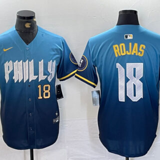 Men's Philadelphia Phillies #18 Johan Rojas Blue 2024 City Connect Limited Stitched Jersey
