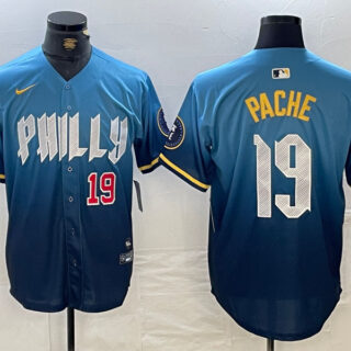 Men's Philadelphia Phillies #19 Cristian Pache Blue 2024 City Connect Limited Stitched Jerseys