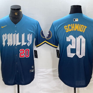 Men's Philadelphia Phillies #20 Mike Schmidt Blue 2024 City Connect Limited Stitched Jersey