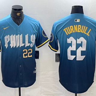 Men's Philadelphia Phillies #22 Spencer Turnbull Blue 2024 City Connect Limited Stitched Jersey