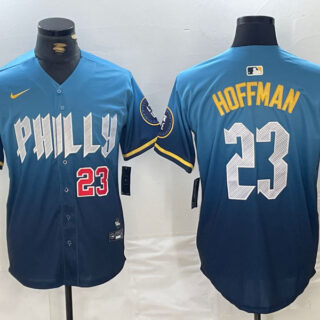 Men's Philadelphia Phillies #23 Jeff Hoffman Blue 2024 City Connect Limited Stitched Jerseys