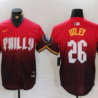 Men's Philadelphia Phillies #26 Chase Utley Red 2024 City Connect Limited Stitched Jersey