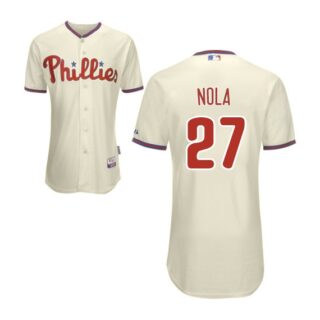 Men's Philadelphia Phillies #27 Aaron Nola Cream Cool Base MLB Jersey
