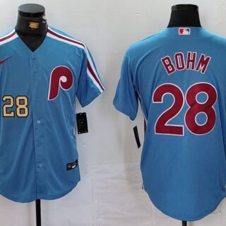Men's Philadelphia Phillies #28 Alec Bohm Blue Cool Base Stitched Jerseys