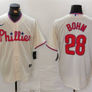Men's Philadelphia Phillies #28 Alec Bohm Cream Cool Base Stitched Jersey