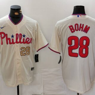 Men's Philadelphia Phillies #28 Alec Bohm Cream Cool Base Stitched Jerseys