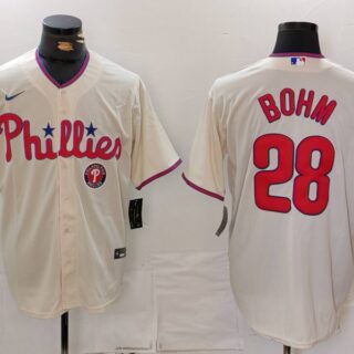 Men's Philadelphia Phillies #28 Alec Bohm Cream Cool Base Stitched Jerseys