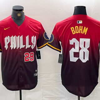 Men's Philadelphia Phillies #28 Alec Bohm Red 2024 City Connect Limited Stitched Jersey