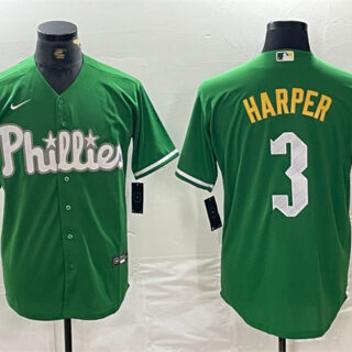 Men's Philadelphia Phillies #3 Bryce Harper Green 2024 City Connect Stitched Jersey