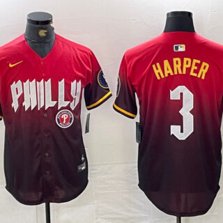 Men's Philadelphia Phillies #3 Bryce Harper Red 2024 City Connect Limited Stitched Jersey