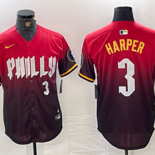 Men's Philadelphia Phillies #3 Bryce Harper Red 2024 City Connect Limited Stitched Jersey
