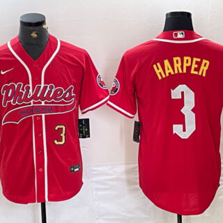 Men's Philadelphia Phillies #3 Bryce Harper Red 2024 City Connect Stitched Jersey