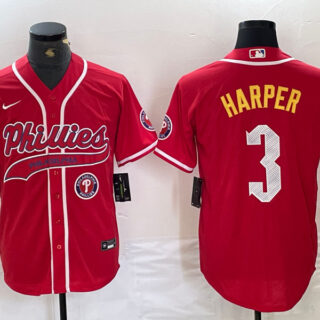 Men's Philadelphia Phillies #3 Bryce Harper Red 2024 City Connect Stitched Jersey