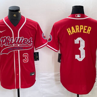 Men's Philadelphia Phillies #3 Bryce Harper Red 2024 City Connect Stitched Jersey
