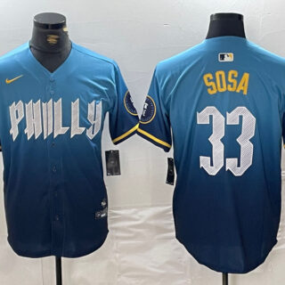 Men's Philadelphia Phillies #33 Edmundo Sosa Blue 2024 City Connect Limited Stitched Jerseys