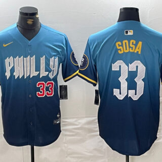 Men's Philadelphia Phillies #33 Edmundo Sosa Blue 2024 City Connect Limited Stitched Jerseys