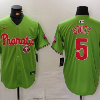 Men's Philadelphia Phillies #5 Bryson Stott Green With Patch Stitched Jerseys