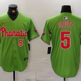 Men's Philadelphia Phillies #5 Bryson Stott Green With Patch Stitched Jerseys