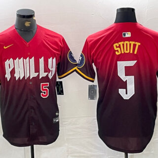 Men's Philadelphia Phillies #5 Bryson Stott Red 2024 City Connect Limited Stitched Jersey