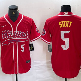 Men's Philadelphia Phillies #5 Bryson Stott Red 2024 City Connect Stitched Jersey
