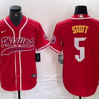 Men's Philadelphia Phillies #5 Bryson Stott Red 2024 City Connect Stitched Jersey
