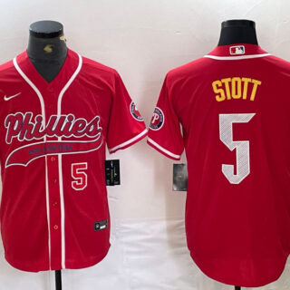 Men's Philadelphia Phillies #5 Bryson Stott Red 2024 City Connect Stitched Jersey
