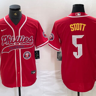Men's Philadelphia Phillies #5 Bryson Stott Red 2024 City Connect Stitched Jersey