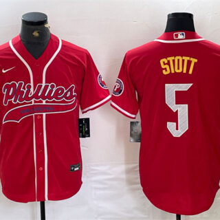 Men's Philadelphia Phillies #5 Bryson Stott Red 2024 City Connect Stitched Jersey