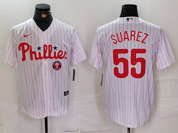Men's Philadelphia Phillies #55 Ranger Suárez White Cool Base Stitched Jerseys