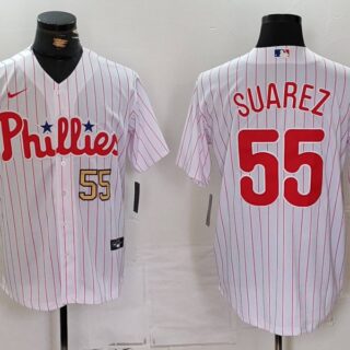 Men's Philadelphia Phillies #55 Ranger Suárez White Cool Base Stitched Jerseys
