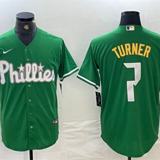 Men's Philadelphia Phillies #7 Trea Turner Green 2024 City Connect Stitched Jersey
