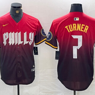 Men's Philadelphia Phillies #7 Trea Turner Red 2024 City Connect Limited Stitched Jersey