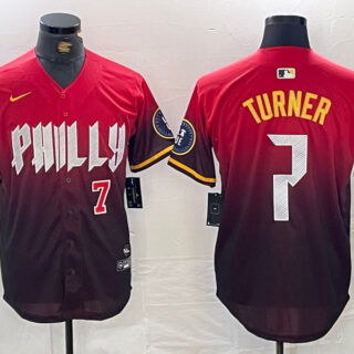 Men's Philadelphia Phillies #7 Trea Turner Red 2024 City Connect Limited Stitched Jersey