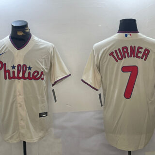 Men's Philadelphia Phillies #7 Trea Turner gream Cool Base Stitched Jersey
