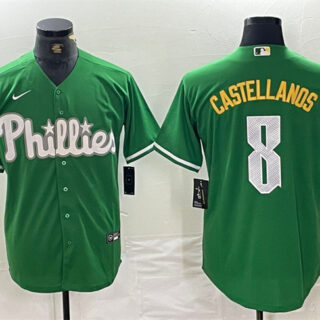 Men's Philadelphia Phillies #8 Nick Castellanos Green 2024 City Connect Stitched Jersey