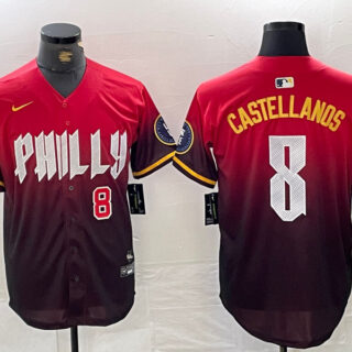 Men's Philadelphia Phillies #8 Nick Castellanos Red 2024 City Connect Limited Stitched Jersey