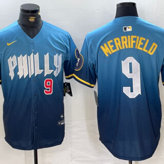 Men's Philadelphia Phillies #9 Whit Merrifield Blue 2024 City Connect Limited Stitched Jerseys
