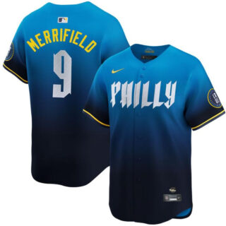 Men's Philadelphia Phillies #9 Whit Merrifield Blue 2024 City Connect Limited Stitched Jersey