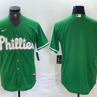 Men's Philadelphia Phillies Blank Green Cool Base Stitched Baseball Jersey