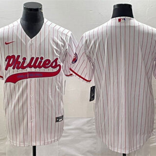 Men's Philadelphia Phillies Blank White Cool Base Stitched Baseball Jersey