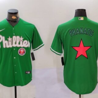 Men's Philadelphia Phillies Phanatic Green Cool Base Stitched Jerseys