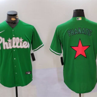 Men's Philadelphia Phillies Phanatic Green Cool Base Stitched Jerseys