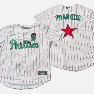 Men's Philadelphia Phillies Phanatic White Green Cool Base Stitched Jersey