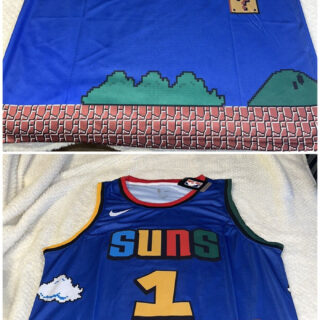 Men's Phoenix Suns #1 Devin Booker Purple Print Basketball Jersey