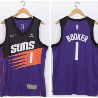 Men's Phoenix Suns #1 Devin Booker Purple Stitched Jersey